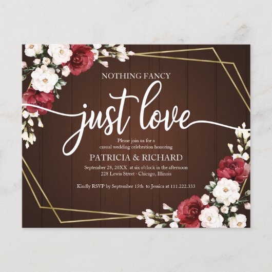 Floral Geometric Budget Wedding Invitations (Voorkant)
