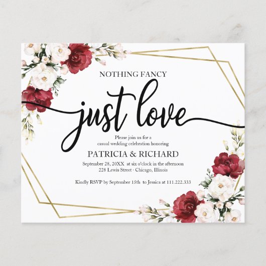 Floral Geometric Budget Wedding Invitations (Voorkant)