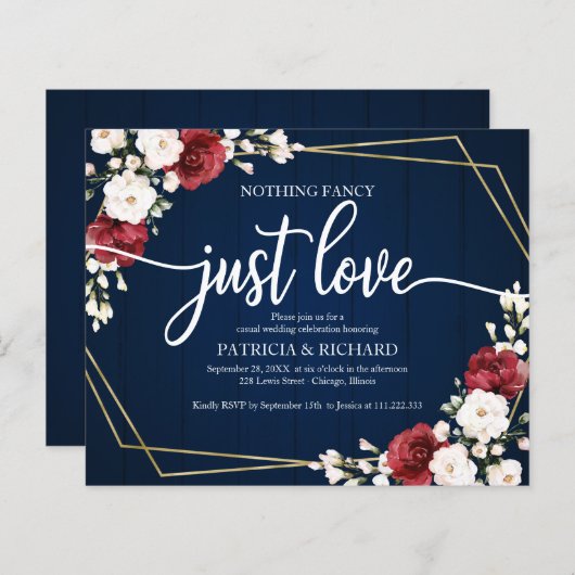 Floral Geometric Budget Wedding Invitations (Voorkant / Achterkant)