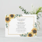 Floral Geometric Eucalyptus Sunflower Wedding Kaart (Staand voorkant)