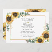 Floral Geometric Eucalyptus Sunflower Wedding Kaart (Voorkant / Achterkant)