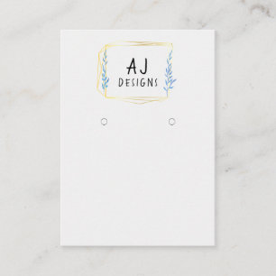 Floral Geometric Gold Earring Display Card Visitekaartje