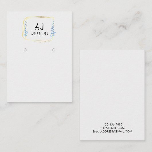 Floral Geometric Gold Earring Display Kaart Visitekaartje (Voorkant / Achterkant)