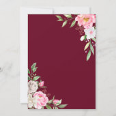 Floral Geometric Gold Wedding de Bourgogne Waterve Kaart (Achterkant)