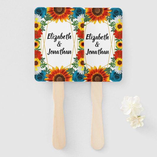 Floral geometric handwaaier (Voorkant en achterkant)