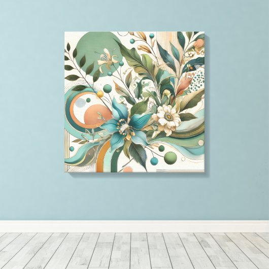 Floral Geometric Harmony Canvas Afdruk (Insitu (Houten vloer))