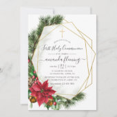 Floral Geometric Kerstmis Heilige Communie Kaart (Voorkant)