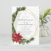 Floral Geometric Kerstmis Heilige Communie Kaart (Staand voorkant)