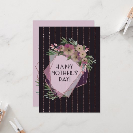Floral Geometric Lijst voor moeder | MOEDERDAG Kaart (Voorkant / Achterkant in situ)