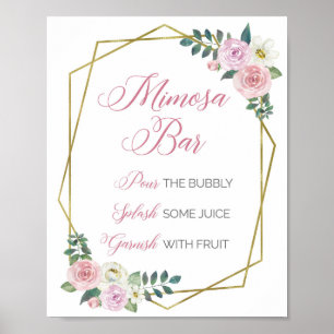 Floral Geometric Mimosa Bar Sign Poster
