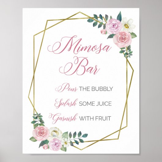 Floral Geometric Mimosa Bar Sign Poster (Voorkant)