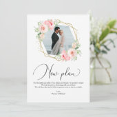 Floral Geometric New Plan Elopement Receptie Kaart (Staand voorkant)