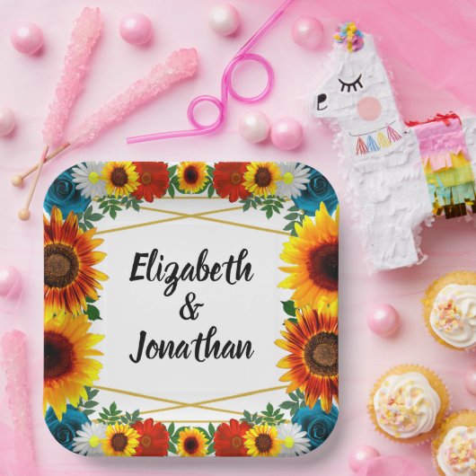 Floral geometric papieren bordje (Feest)