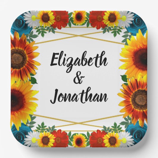 Floral geometric papieren bordje (Voorkant)