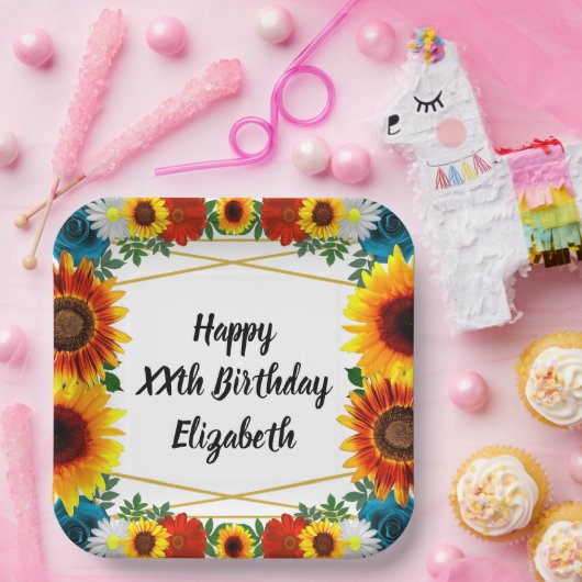 Floral geometric papieren bordje (Feest)