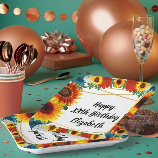 Floral geometric papieren bordje (Multi)