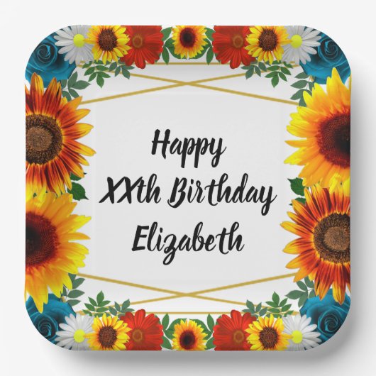 Floral geometric papieren bordje (Voorkant)