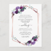 Floral Geometric Purple Flowers Wedding Uitnodiging Briefkaart (Voorkant)