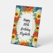 Floral geometric reclamebord met voetstuk (Voorkant)