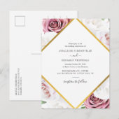 Floral Geometric Roos Gold Botanical Weddenschap Uitnodiging Briefkaart (Voorkant / Achterkant)