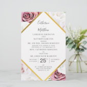 Floral Geometric Script Wedding Kaart (Staand voorkant)