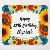 Floral geometric sparkling wijnetiket (Enkel label)