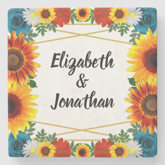 Floral geometric stenen onderzetter (Voorkant)