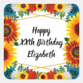 Floral geometric vierkante sticker (Voorkant)