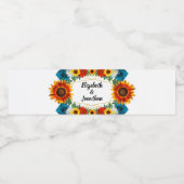 Floral geometric waterfles etiket (Enkel label)