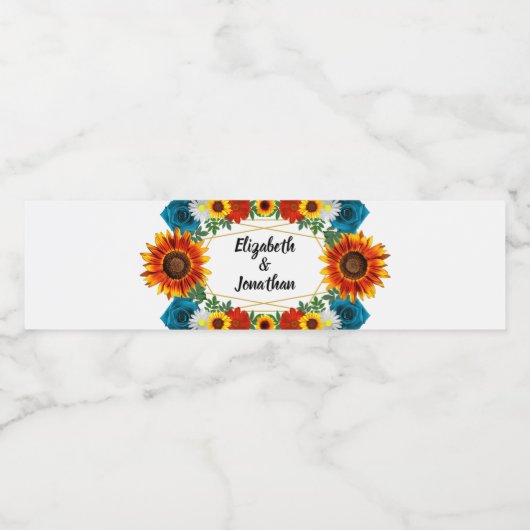 Floral geometric waterfles etiket (Enkel label)