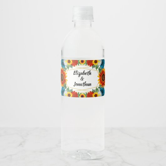 Floral geometric waterfles etiket (Voorkant)