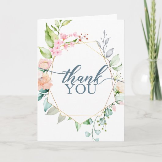 Floral Geometric Waterverf Hartelijk dank Bedankkaart (Voorkant)