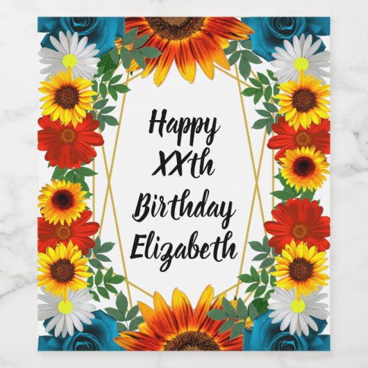 Floral geometric wijn etiket (Enkel label)