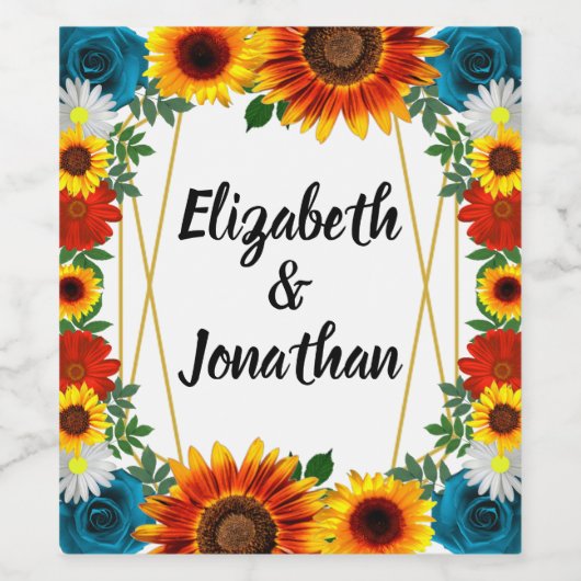 Floral geometric wijn etiket (Enkel label)