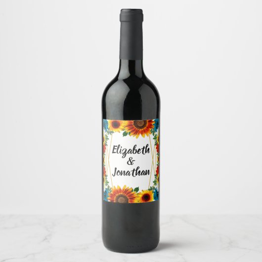 Floral geometric wijn etiket (Voorkant)