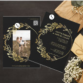 Floral Geometrical, QR Code, Monogram Fotobruiloft Kaart