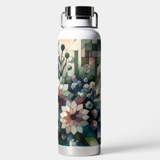 Floral geometrisch mozaïek thermisch waterfles (Achterkant)