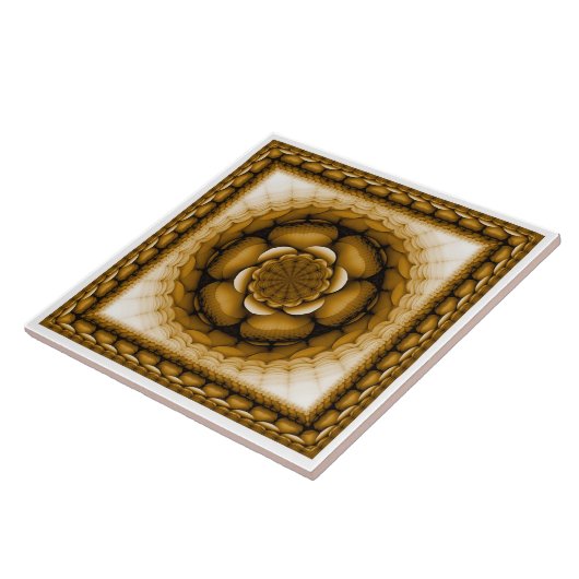 Floral geometrische versiering tegeltje (Zijkant)