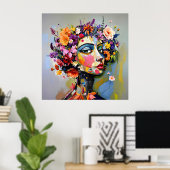 Floral Geometry – een botanisch portret Poster (Thuiskantoor)