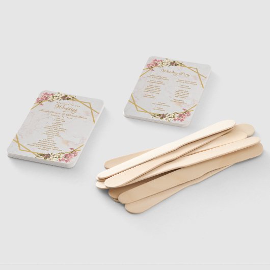 Floral Geometry Marble Gold Orchid huwelijksprogra Handwaaier (Niet-gemonteerd)