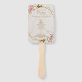Floral Geometry Marble Gold Orchid huwelijksprogra Handwaaier (Voorkant)