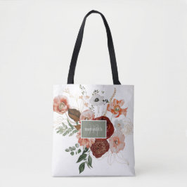 Floral, gepersonaliseerd door Bourgogne en groene Tote Bag