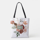 Floral, gepersonaliseerd door Bourgogne en groene  Tote Bag (Achterkant)