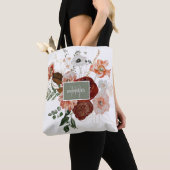 Floral, gepersonaliseerd door Bourgogne en groene  Tote Bag (Dichtbij)