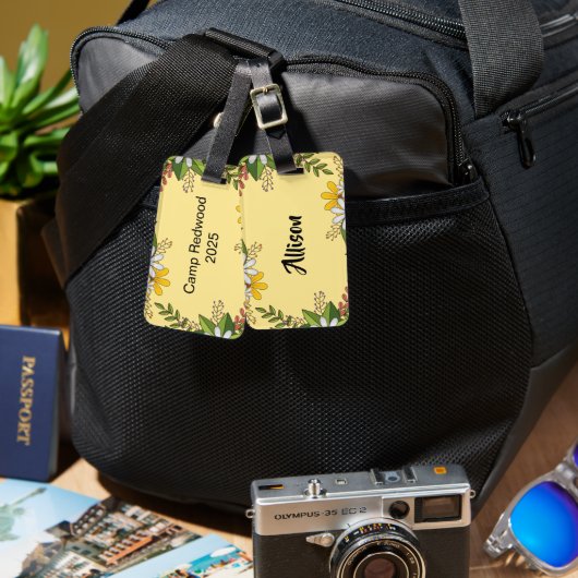 Floral Gepersonaliseerd Jeugdkamp Bagagelabel (Voorkant /achterkant)