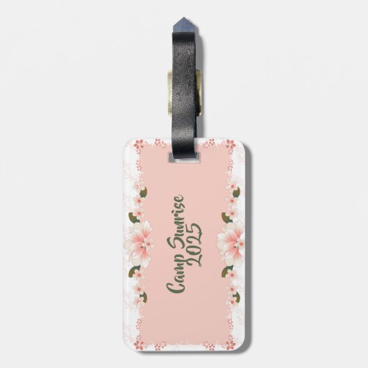 Floral Gepersonaliseerd Jeugdkamp Bagagelabel (Achterkant verticaal)
