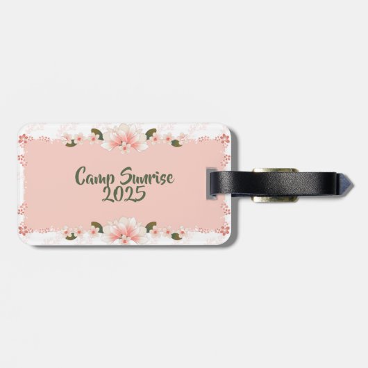 Floral Gepersonaliseerd Jeugdkamp Bagagelabel (Achterkant horizontaal)