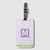Floral gepersonaliseerd monogram bagagelabel (Voorkant (verticaal))