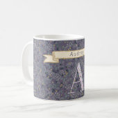 Floral Gepersonaliseerd Monogram Een paarse w/zin Koffiemok (Voorkant links)