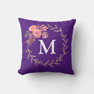 Floral gepersonaliseerd monogram kussen